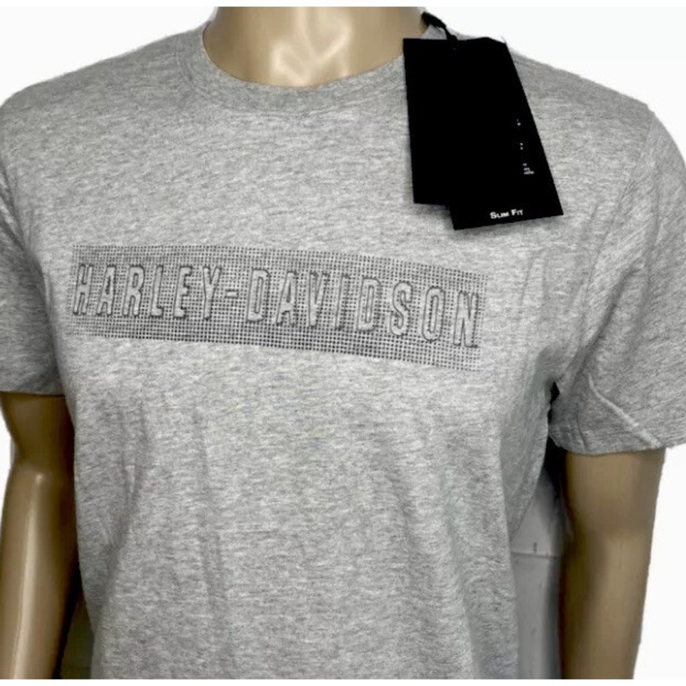 Harley Davidson T-Shirt Mens S Rubber Print Logo HD Slim Fit Heather Gray NWT